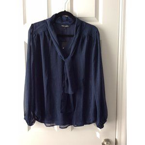 NWT Basic Model Long Sleeve Navy Blouse - Large